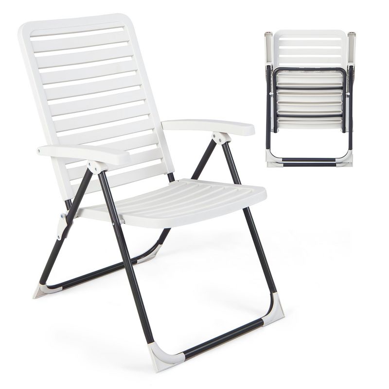 Costway Patio PP Folding Chair Adjustable Reclining 7-Level All-Weather Portable Outdoor, 1 of 10