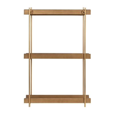 Gold Metal 3-Tier Floating Wall Shelf
