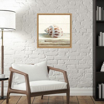 Driftwood Shell II 16'' Square Canvas Wall Art with Maple Frame