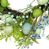 20" Artificial Blue Floral Spring Wreath with Pastel Eggs and Berries - National Tree Company - 3 of 3