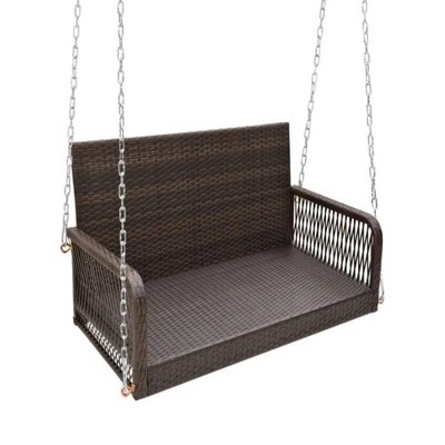 45.5"2-Person Outdoor Wicker Porch Swing with Seat and Back Cushions