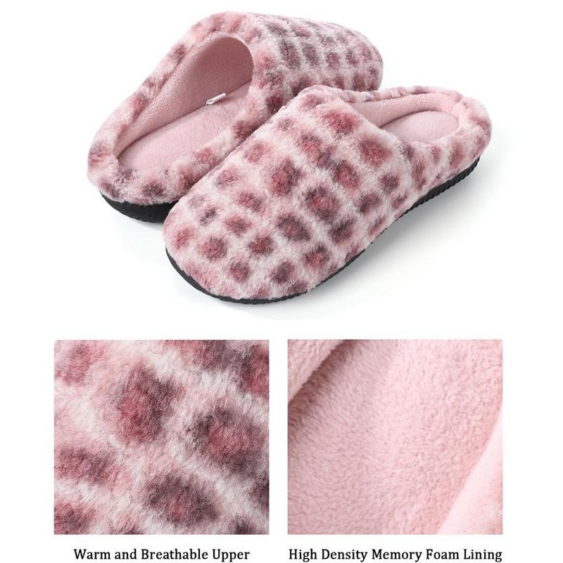 Womens Fuzzy Slippers Comfort Fluffy Slip-on House Slippers, 4 of 7