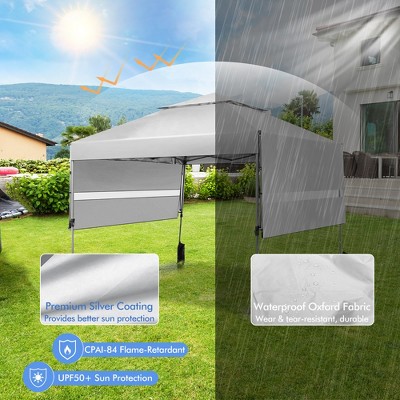 White 10' x 17.6' Outdoor Pop-Up Canopy Tent with Dual Awnings