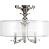 Progress Lighting Marche 3-Light Semi-Flush Convertible Fixture, Polished Nickel, Sheer Silver Organza Shade - 2 of 4