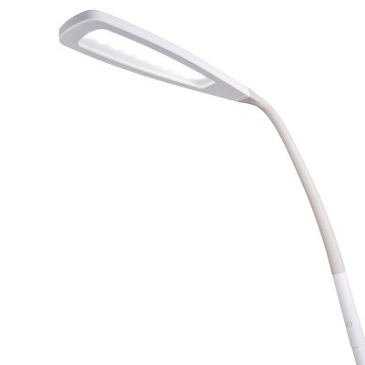 White Adjustable Gooseneck LED Floor Lamp with Touch Sensor