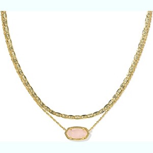Multi Strand Beaded Necklace for Women, Layered Fashion Jewelry GOLD - ROSE QUARTZ - 1 of 4