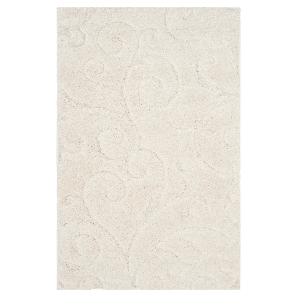 4'x6' Abstract Shag/Flokati Loomed Area Rug Cream - Safavieh