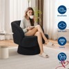 Swivel Barrel Accent Chair, 360° Teddy Fabric Upholstered Armchair with Striped Backrest & Plush Padding, Comfy Round Lounge Chair - 3 of 4