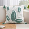 REGALWOVEN Boho Leaf Embroidery with Tassels Decorative Throw Pillow Cover 18 x 18 Inch Set of 2 - 2 of 4
