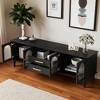 68.9'' Retro TV Stand for TVs up to 75 Inches, Media Console with Fluted Glass Doors and Solid Wood Legs for Living Room - 2 of 4