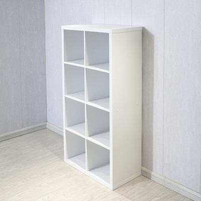 8-Cube Open Back Organizer  Vertical or Horizontal White Bookcase for Home Office, Bedroom, or Living Room Storage and Display