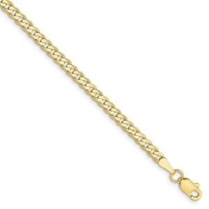 Black Bow Jewelry 2.9mm 10k Yellow Gold Flat Beveled Curb Chain Bracelet - 1 of 4