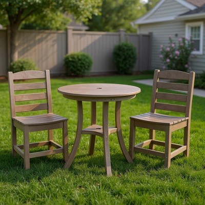 GDFStudio Fira Rustic 3 Piece Outdoor Dining Set, Antique Dark Oak