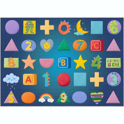 Well Woven Crayola Educational Numbers & Shapes Area Rug - For Elementary Classrooms, Playrooms, and Kids' Rooms