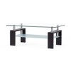 43" Coffee Table with Glass Top, 1 Shelf and Metal Accents with Center Bar for Living Room or Modern Interiors - 2 of 4