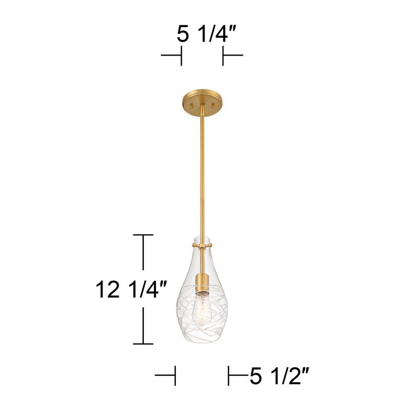 Possini Euro Design Soft Gold Mini Pendant 5 1/2" Wide Modern Swirl Textured Clear Glass Shade Fixture for Dining Room House Foyer, 4 of 7