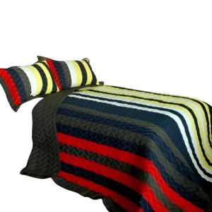 Slickblue 3 Piece Full/Queen, Soft Vermicelli Quilted Quilt and Shams, Quilt Set, Vertical Stripes, 9 Options - 1 of 4