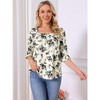 INSPIRE CHIC Women's Fall Floral Casual Square Neck Ruffle 3/4 Sleeve Tunic Top Blouse - 3 of 4