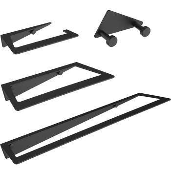 BWE 4-Piece Bath Hardware Set with 2 Towel Bars,Inlcuded Towel Hook and Toilet Paper Holder in Black