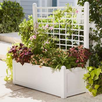 BrylaneHome Outdoor Flower Box With Trellis