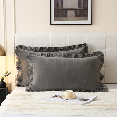 Velvet Ruffle Pillowcases – Luxurious Soft Velvet Pillow Covers with Elegant Fringe, Pocket Closure, Queen/King/Body Options