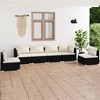 vidaXL Garden Lounge Set Black PE rattan Medium Adjustable Armrests - 2 of 4