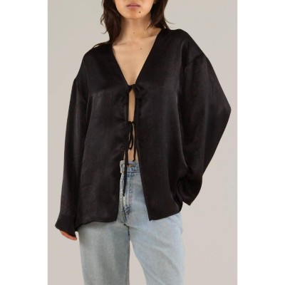 Women's Flowy Tie Front Top - nlt