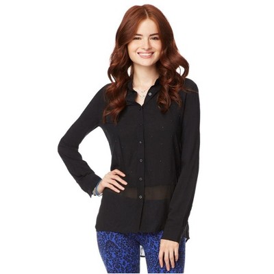Aeropostale Womens Signature Shimmer Button Up Shirt