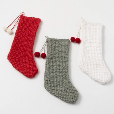 20.5"H Sullivans Knitted Christmas Stocking - Set of 3  Multicolored