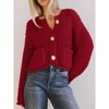 Coolmee Womens Cropped Cardigan Sweaters Chunky Knit Button Down Open Front Cardigan Long Sleeve Loose Cardigan Outerwear - 4 of 4