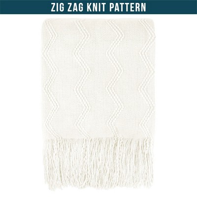 White Twin Knitted Fleece Reversible Throw Blanket