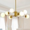 DOMETOUR 35'' Modern 8-Light Gold Chandelier with White Glass Globes, Mid-Century Design Ceiling Light for Dining, Living, or Bedroom (No Bulbs) - 2 of 4