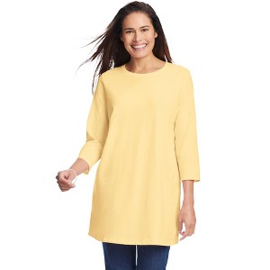 Woman Within Plus Size Perfect Three-Quarter Sleeve Crewneck Tunic - 1 of 4