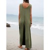 Women's Summer Casual Sleeveless Jumpsuit Spring Wide Leg V Neck Pants Romper Overalls with Pockets - 4 of 4