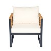 Christopher Knight Home Felina Outdoor Acacia Wood and Metal Club Chair with Water-Resistant Cushion, Teak/Beige - 2 of 4