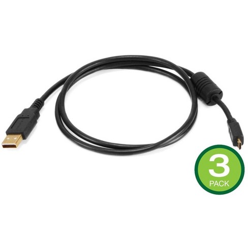 Monoprice Usb Type-a To Micro Type-b 2.0 Cable - 3 Feet - Black (3-pack) 5-pin 28/24awg, Gold Plated : Target