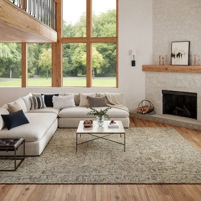 Hand-Tufted Vail Beige/Grey Wool Rectangular Area Rug, 8' x 12'