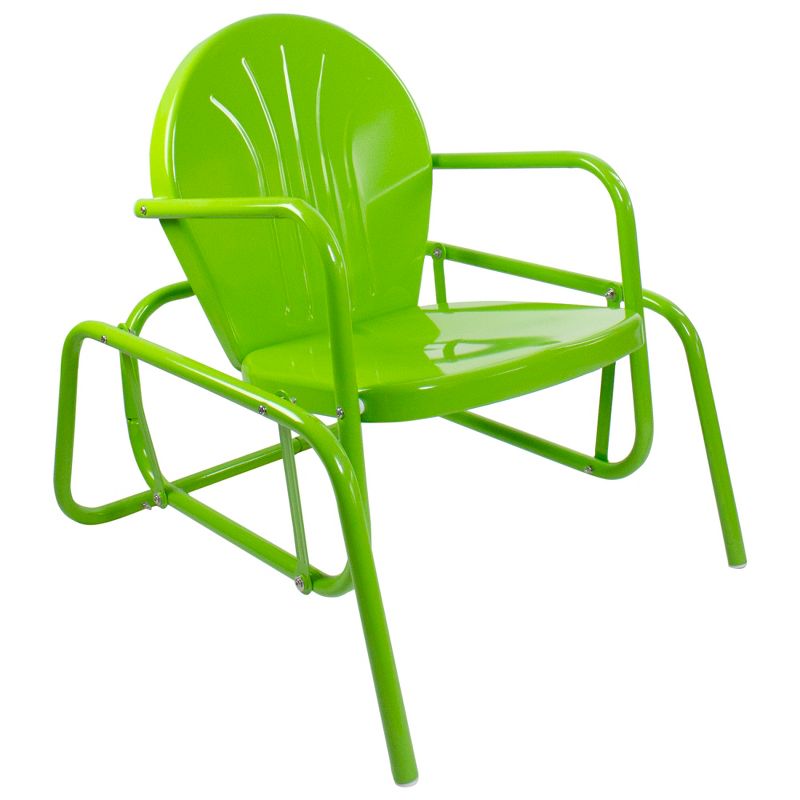 Northlight Outdoor Retro Metal Tulip Glider Patio Chair, Lime Green, 3 of 6