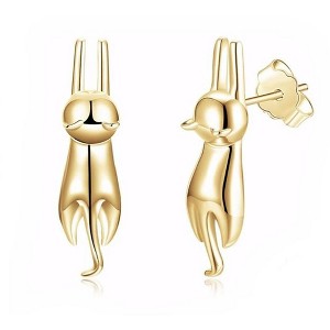 Hanging Cat Kitty Stud Earrings for Women Sterling Silver Ginger Lyne Collection - 1 of 4