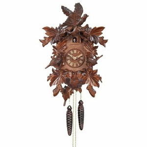 One Day Hand Carved Cuckoo Clock – 16 Inch Height – Maple Leaves and Bird Details By River City Clocks - 1 of 3
