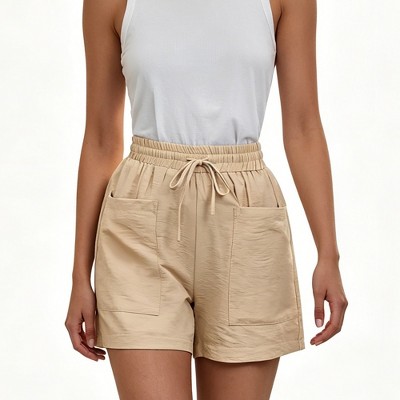 dress shorts with elastic waist KJP Women's Bristol Patchwork Madras Elastic Waist Shorts in Cotton 2