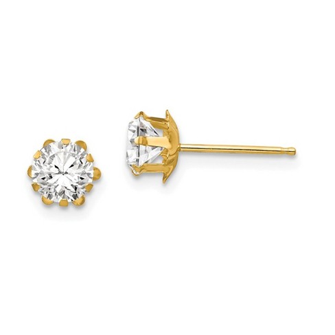 Black Bow Jewelry Kids 5mm Synthetic White Topaz Birthstone 14k Gold Stud Earrings - image 1 of 4