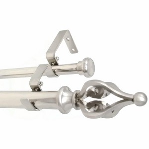 Urbanest Portia Flat Button 1-inch 5-8 inch Double Drapery Curtain Window Rod Set - 1 of 4