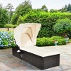 Costway Patio Rattan Lounge Chair Chaise Cushioned Top Canopy Adjustable White - 2 of 4