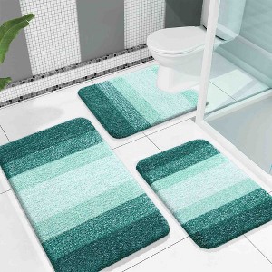 BAGOKIE 3 Piece Microfiber Bathroom Rug Set - 1 of 4