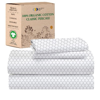 California Design Den  Bed Sheets Set - 100% Organic Cotton Percale, Deep Pocket