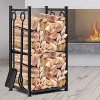 attop 2 Tiers Indoor Firewood Rack with 4 Hooks - Portable Outdoor Firewood Rack - 4 of 4