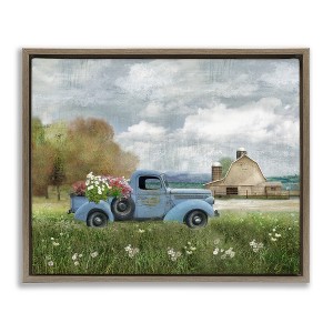 Stupell Industries Vintage Blue Truck in Meadow Floating Frame Canvas Art, Brown, 31" x 25" - 1 of 4