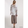 Slickblue Tie Dye Button Front Top, Women's Round Hem Ribbed Shirt, Casual Layering Piece, Mocha, S - 3 of 4