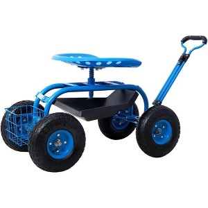 Rolling Garden Cart with 360° Swivel Seat, Tool Tray, and Wheels – Outdoor Gardening Workseat for Easy Mobility and Comfort - 1 of 4